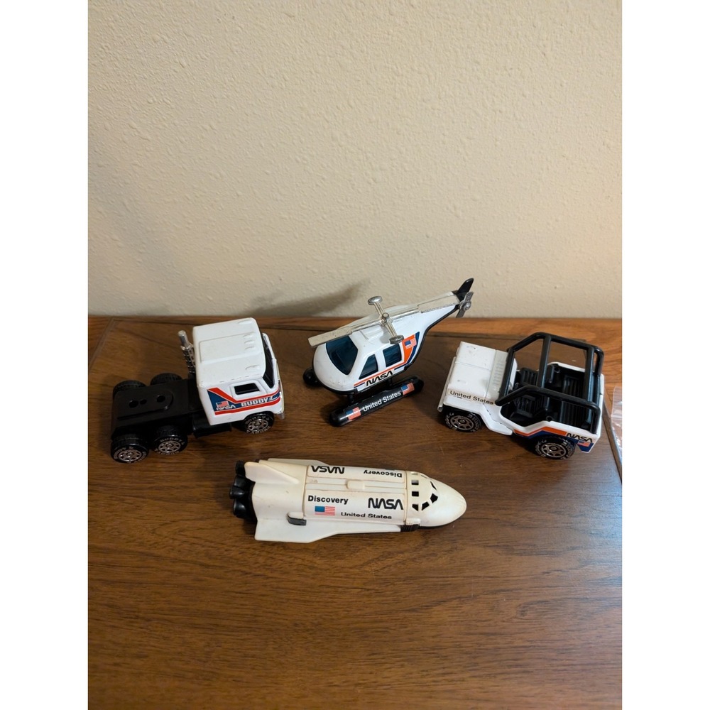 Vtg Buddy L NASA Space Shuttle Semi Jeep Helicopter Steel Toy Set Japan 79 Lot